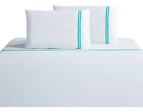 Set De Sábanas Microfibra Estampada 2 Plazas Azul