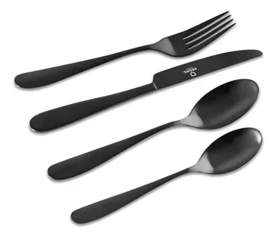 Cuchillería De Mesa 24 Piezas Acero Inoxidable Negro