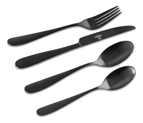 Cuchillería De Mesa 24 Piezas Acero Inoxidable Negro