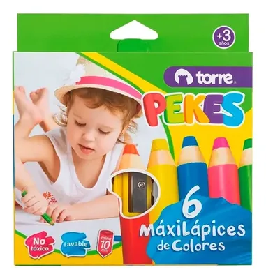 Lápices De Colores Pekes 6 Unidades Con Sacapuntas Coral Claro