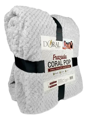 Frazada Térmica Coral Pop 2 Plazas Poliéster Gris