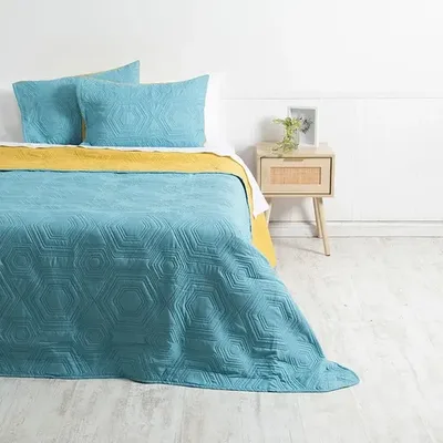Quilt Bicolor Reversible 2 Plazas Poliéster Coral Claro