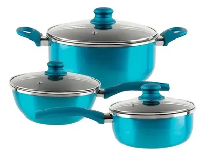 Batería De Cocina Aluminio Titanio 6 Piezas Antiadherente