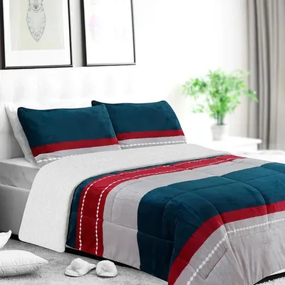 Cubrecama Sherpa Flannel Deluxe Estampado 220x240 Coral Claro
