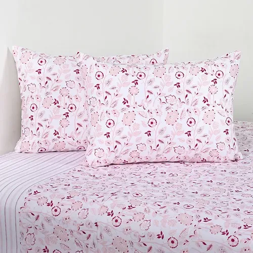 Set De Sábanas Estampadas 144 Hilos Algodón Poliéster Rosa