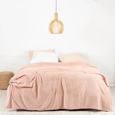 Frazada Coral Embossed Poliéster Térmica 1.5 Plazas Coral Claro