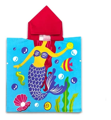 Toalla De Playa Con Capucha Infantil Poliéster Coral Claro