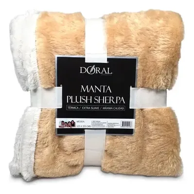Manta Plush Sherpa Térmica Poliéster Beige Beige