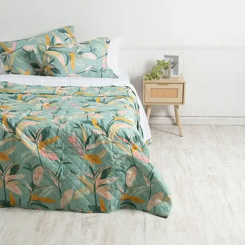 Quilt Estampado Reversible 2.5 Plazas Poliéster Coral Claro