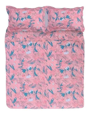 Quilt Reversible Poliéster 1.5 Plaza Mashini Coral Claro