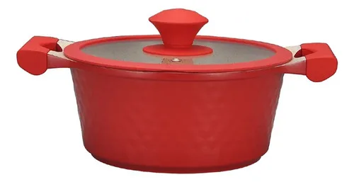 Olla Die Cast Aluminio Fundido 28cm Antiadherente Rojo