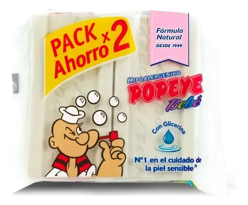 Jabón Detergente En Barra Popeye 340gr Piel Sensible
