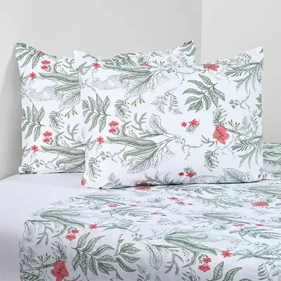 Set De Sábanas Estampadas 200 Hilos 2.5 Plazas Algodón Poliéster Verde Oscuro