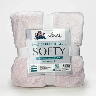 Frazada Softy Térmica Poliéster 1.5 Plazas Coral Claro