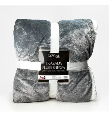 Frazada Plush Sherpa Térmica 1.5 Plazas Poliéster Gris