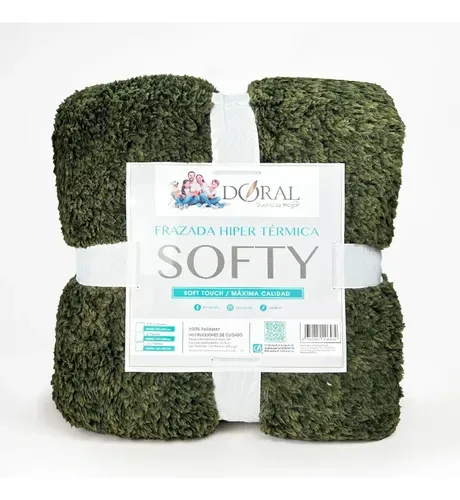 Frazada Softy Térmica Poliéster 1.5 Plazas Verde Oscuro