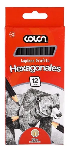 Lápiz Grafito Hexagonal 12 Unidades Mina Resistente