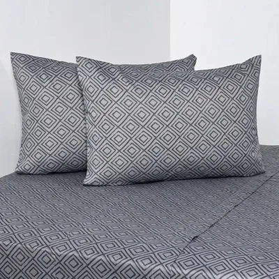 Set De Sábanas 144 Hilos Estampadas 2.5 Plazas Algodón Verde Oscuro
