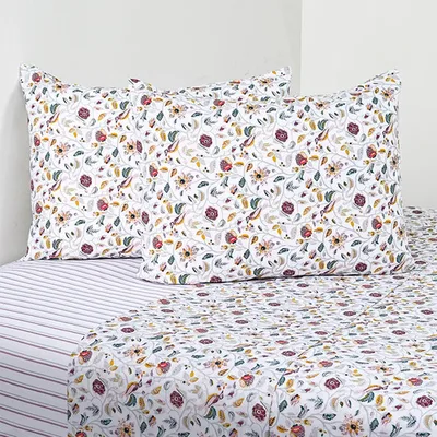 Set De Sábanas Estampadas 200 Hilos 2.5 Plazas Algodón Verde Oscuro