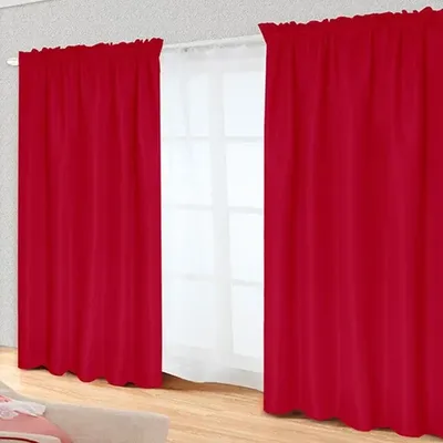 Cortina Rústica Tabatha Pasador Poliéster Combo Rojo