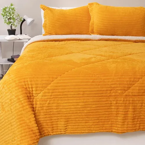Cubrecama Sherpa Térmico Poliéster 2 Plazas Coral Claro