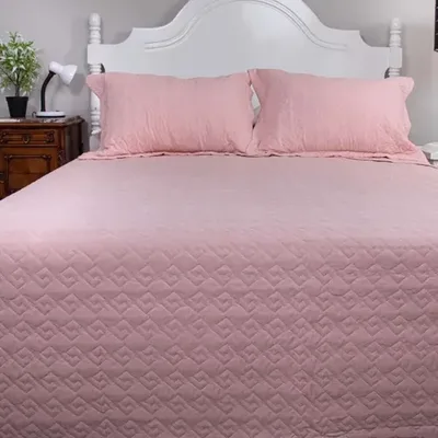 Quilt Velvety Poliéster 2 Plazas Rosa Pastel Coral Claro