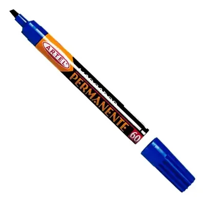 Marcador Permanente Punta Biselada Azul