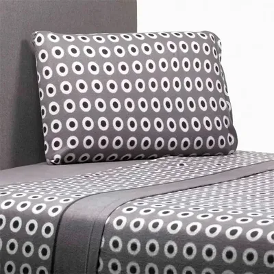 Set De Sábanas De Polar 2.5 Plazas Estampadas Gris