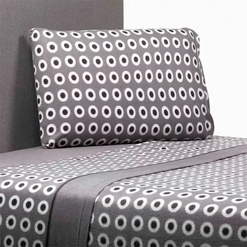 Set De Sábanas De Polar 2.5 Plazas Estampadas Gris
