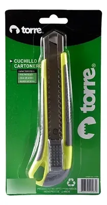 Cuchillo Cartonero Grande Acero Con Mango Goma