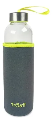 Botella De Vidrio 525ml Gris Con Funda Neopreno Gris