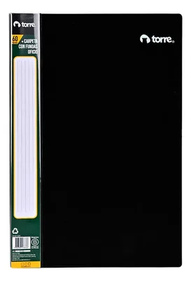 Carpeta Oficio 60 Fundas Plásticas Negra Negro