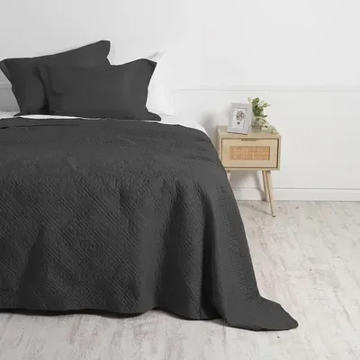 Quilt Reversible Liso 2 Plazas Poliéster Marengo Coral Claro