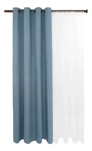 Cortina Blackout Térmico Lino 140x220 Cm Azul Azul