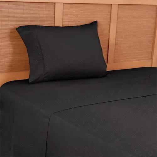 Set De Sábanas Microfibra Embossed 1.5 Plazas Negro