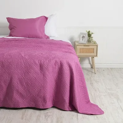 Quilt Cordoba Liso 1.5 Plaza Reversible Poliéster Fucsia