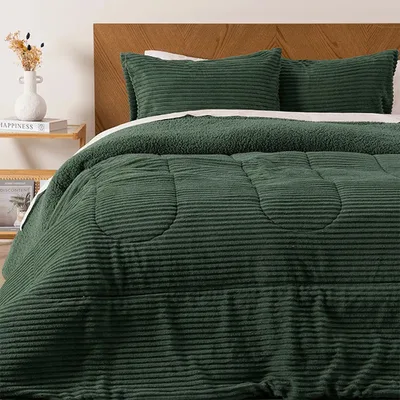 Plumón Corduroy Sherpa 2.5 Plazas Poliéster Verde