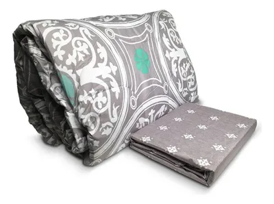 Set De Sábanas Y Plumón 1.5 Plaza Poliéster Mandalas Verde Oscuro