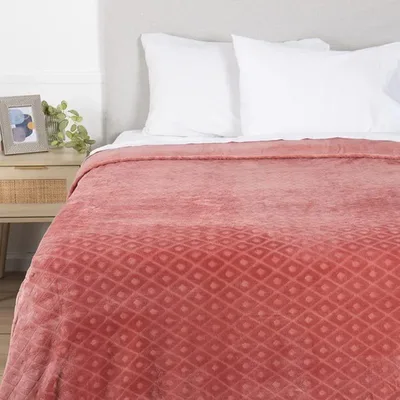 Frazada Coral Embossed Poliéster 2.5 Plazas Terracota