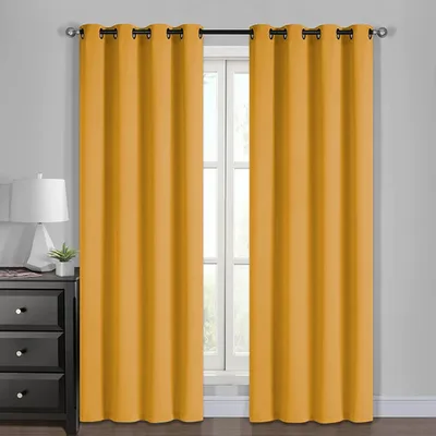 Set Cortinas Jacquard Lisboa 140x220cm Mostaza Coral Claro
