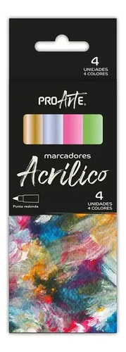 Marcador Acrílico 3mm Punta Redonda Set 4 Unidades