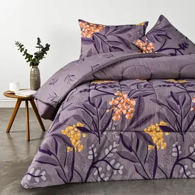 Plumón Estampado 2 Plazas Microfibra Poliéster Lavanda