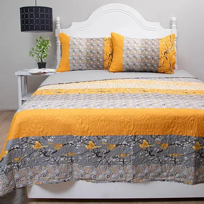 Quilt Estampado 2.5 Plazas Flores Poliéster Coral Claro