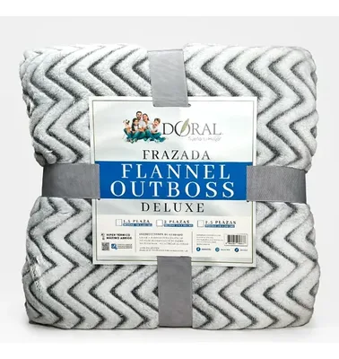 Frazada Flannel Poliéster 2 Plazas Zigzag Térmica Gris
