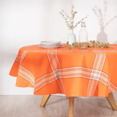 Mantel Redondo Tartán 180cm Algodón Poliéster Coral