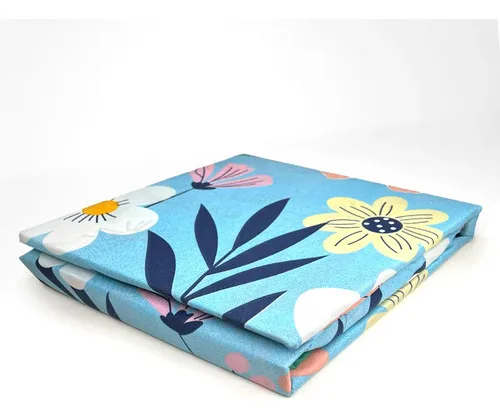 Set De Sábanas Micro Piel 2 Plazas Flores Multicolor Verde Oscuro