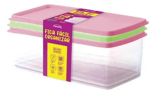 Set Contenedores Rectangulares 1.4l Multiuso Cocina Coral Claro