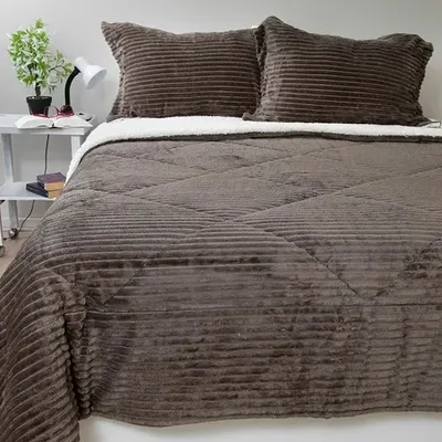 Cubrecama Sherpa Térmico Poliéster 2 Plazas Coral Claro