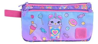 Estuche Escolar Estampado 3 Compartimentos Lilac Lila