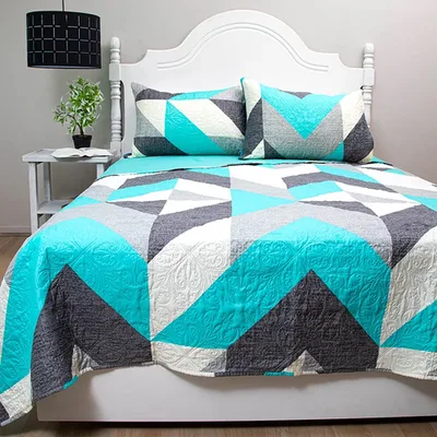 Quilt Hotpress Estampado 2.5 Plazas Geométrico Poliéster Coral Claro
